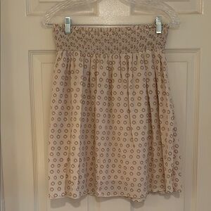 Faded Glory Cream Skater Mini Skirt with Smocked Waist